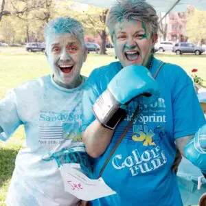 Teal powder at Sandy Sprint 55