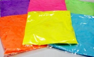 PurColour color powder Individual bags in neon and afterdark, by PurColour under normal lighting.